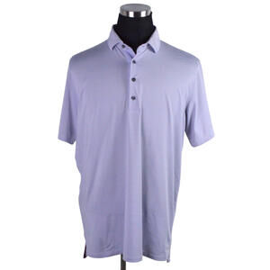 Greyson Mens Polo Golf Shirt Large Blue Purple White Striped  Short Sleeved